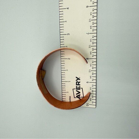 Sue Coleman Artisan Copper Cuff Bracelet with Hummingbird Floral Design Vintage - Picture 8 of 13